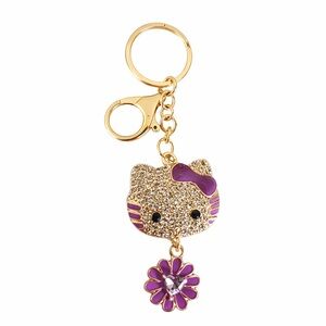 Hello Kitty Purple Rhinestone Gold Key Chain/Bag Charm